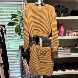 Sweet Rain Ribbed Knit Set in Warm Yellow